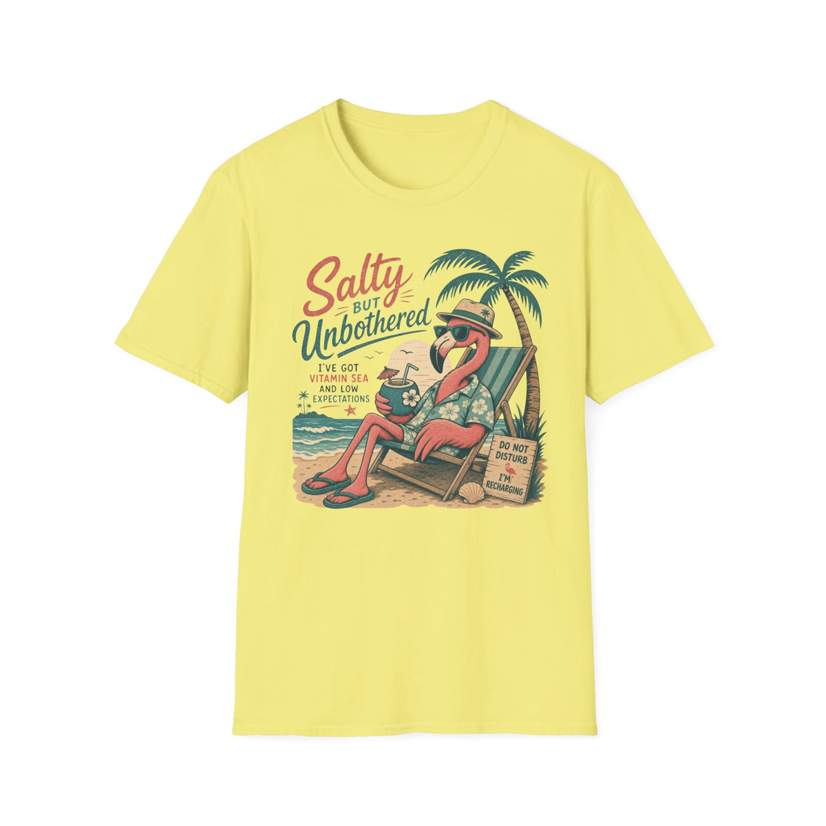 Salty But Unbothered Flamingo T-Shirt — Tropical Beach Vacation Tee
