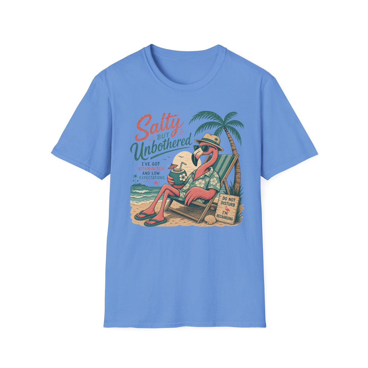 Salty But Unbothered Flamingo T-Shirt — Tropical Beach Vacation Tee