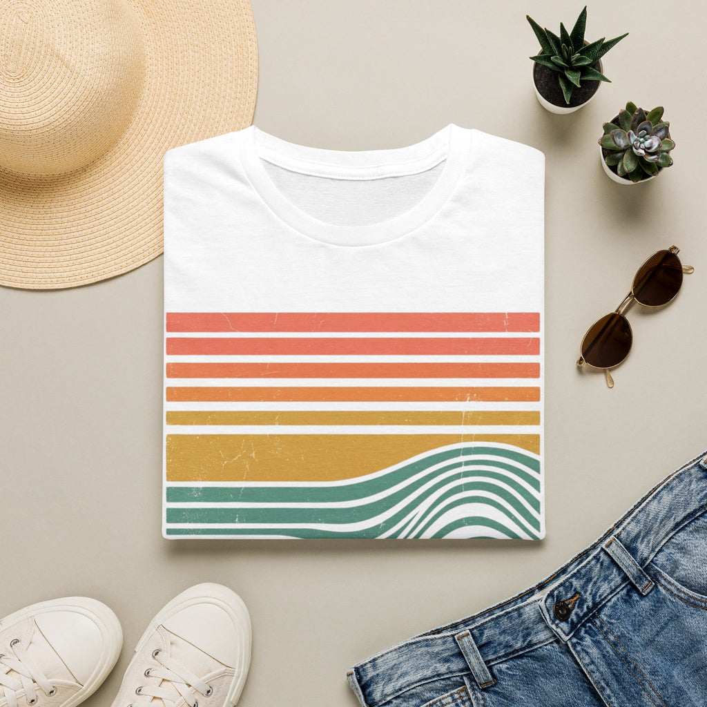 Ocean Therapy Graphic T-Shirt — Retro Sunset Waves Tee