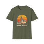 Ocean Therapy Fishing Boat Sunset T-Shirt