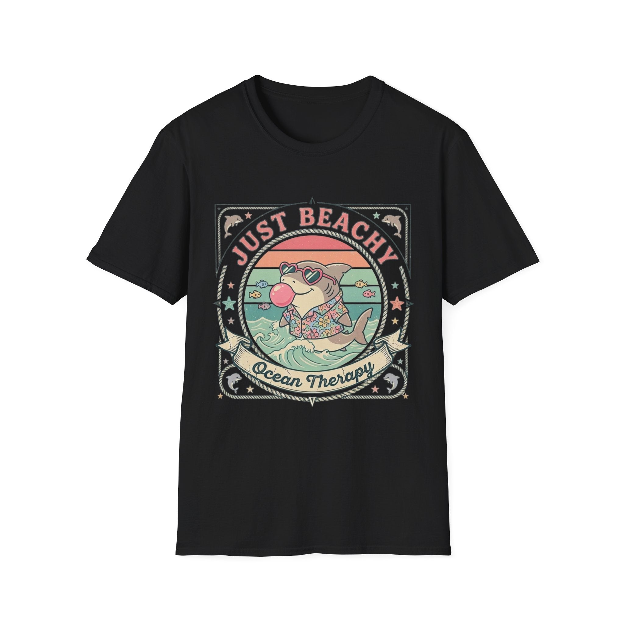 Just Beachy T-Shirt — 'Just Beachy' Vintage Beach Shark Graphic Tee