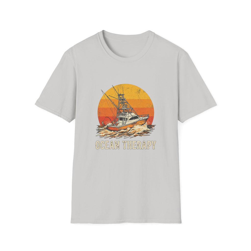 Ocean Therapy Fishing Boat Sunset T-Shirt