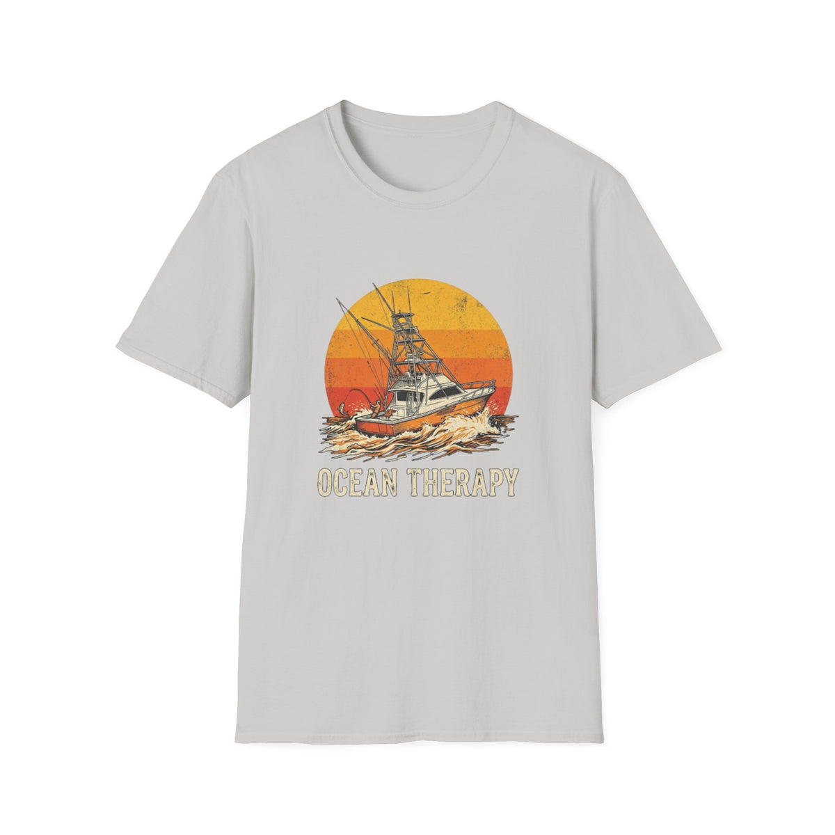 Ocean Therapy Fishing Boat Sunset T-Shirt
