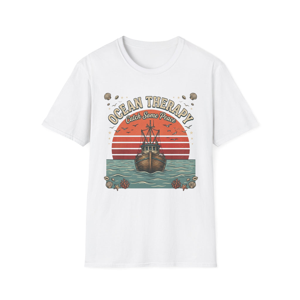 Ocean Therapy T-Shirt — "Catch Some Peace" Vintage Ship Beach Tee