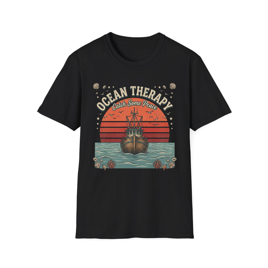 Ocean Therapy T-Shirt — "Catch Some Peace" Vintage Ship Beach Tee