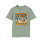 Beach T-Shirt — Retro 'Ocean Therapy' Sunset Surf Graphic