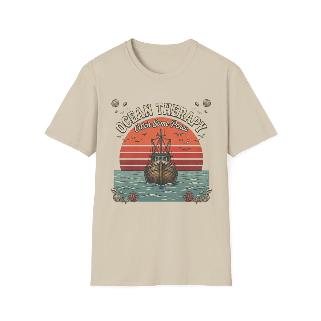 Ocean Therapy T-Shirt — "Catch Some Peace" Vintage Ship Beach Tee