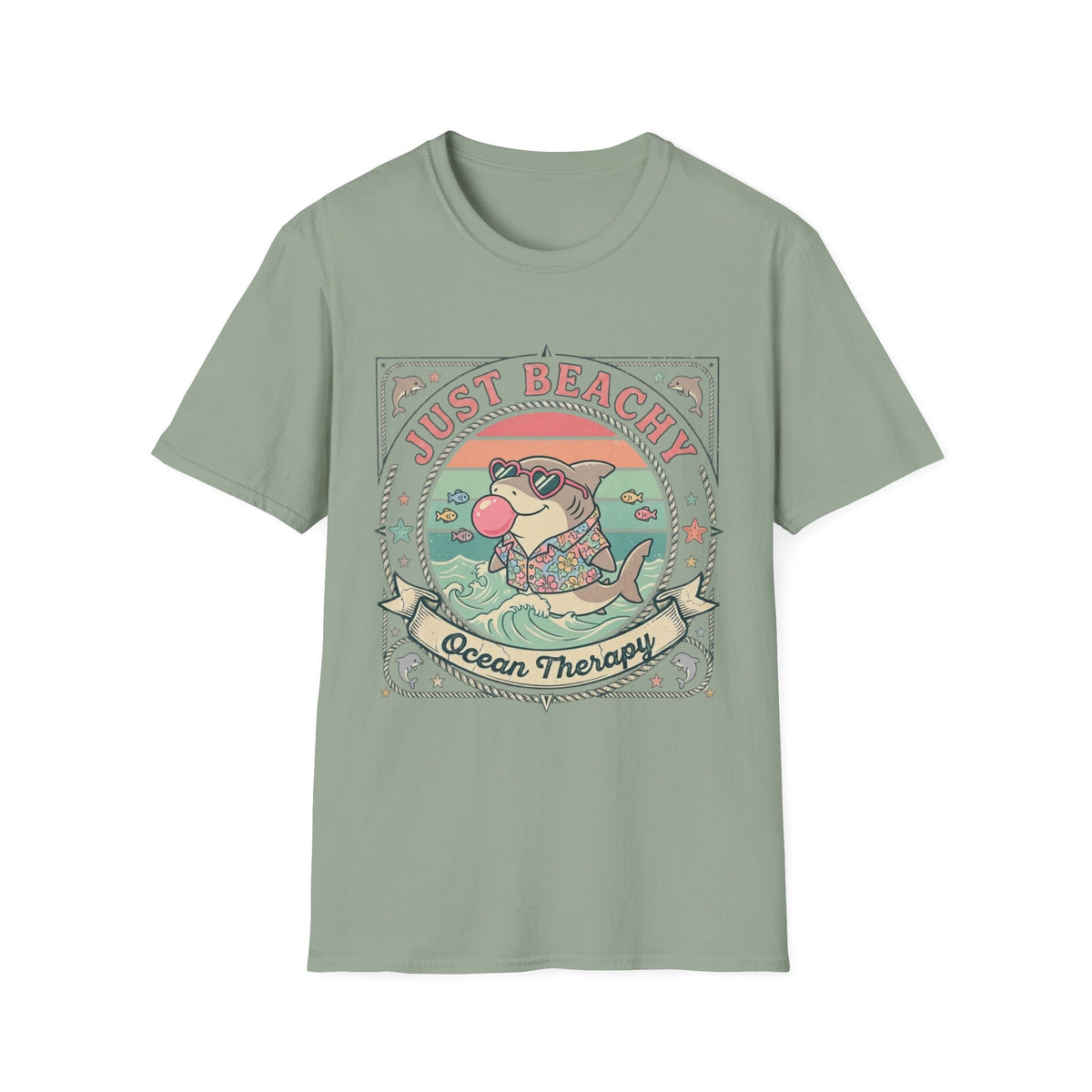 Just Beachy T-Shirt — 'Just Beachy' Vintage Beach Shark Graphic Tee