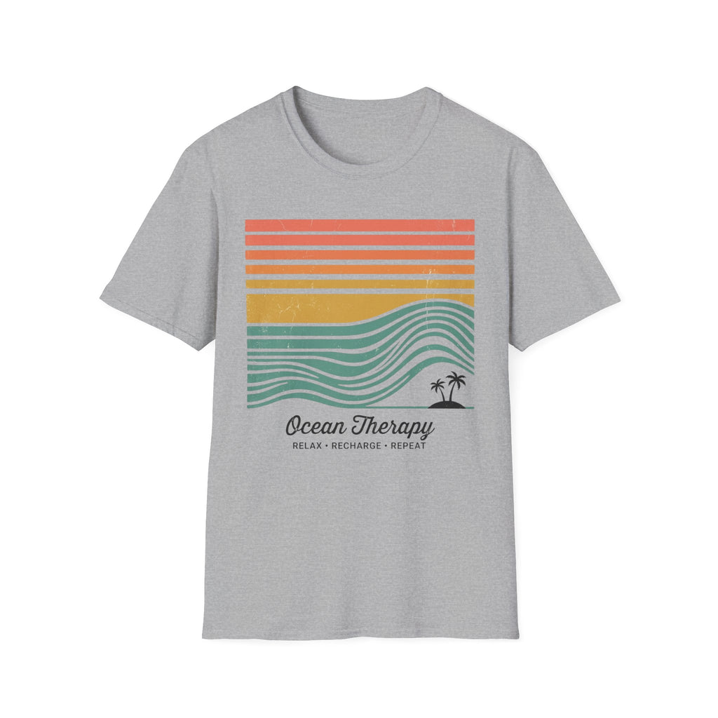 Ocean Therapy Graphic T-Shirt — Retro Sunset Waves Tee