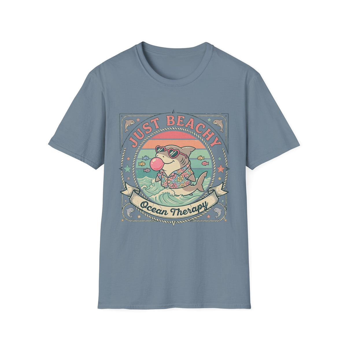Just Beachy T-Shirt — 'Just Beachy' Vintage Beach Shark Graphic Tee