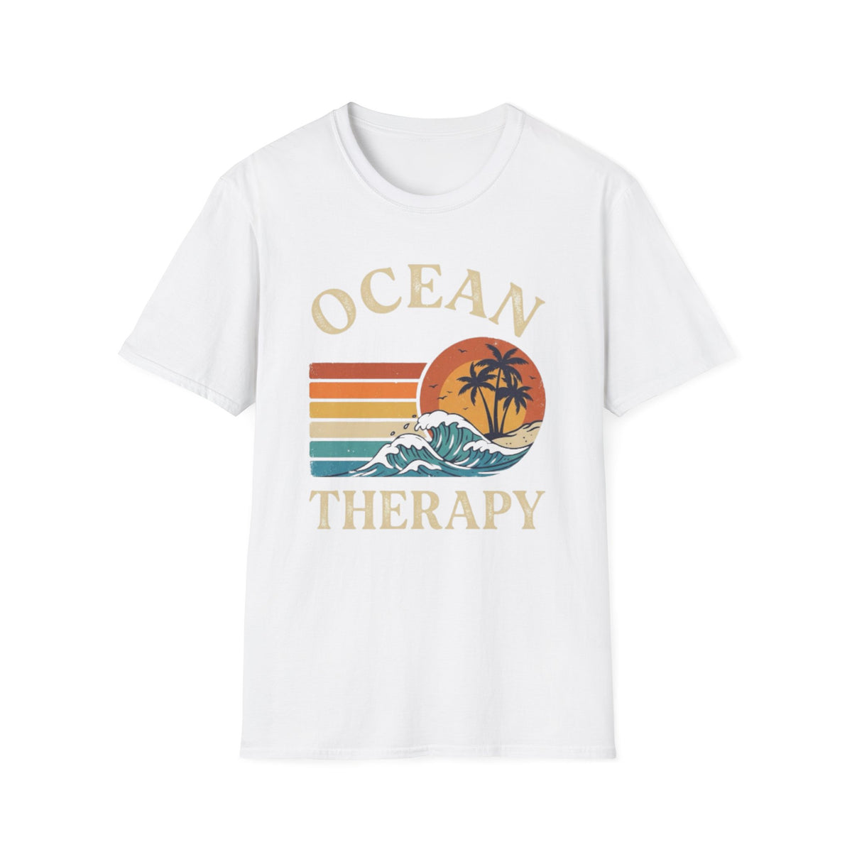 Ocean Therapy Vintage Sunset Palm Tree T-Shirt