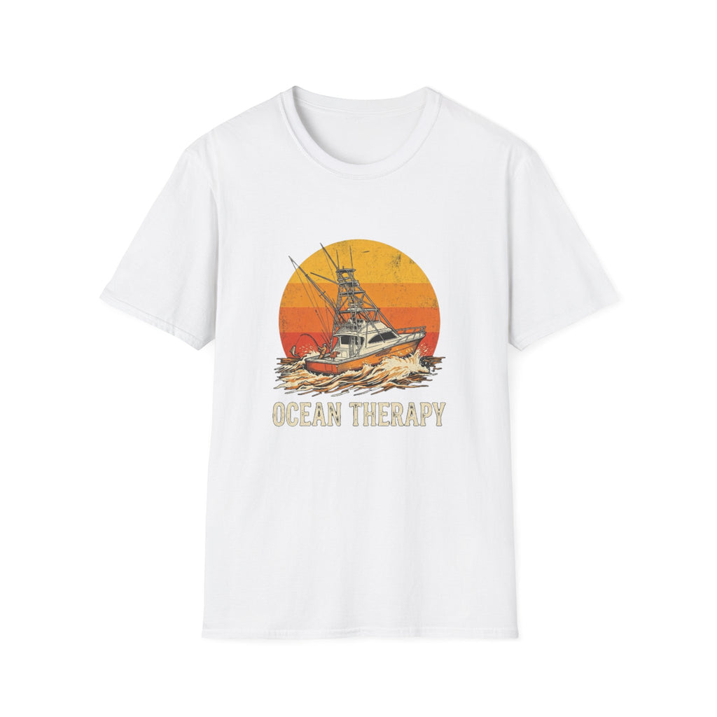 Ocean Therapy Fishing Boat Sunset T-Shirt