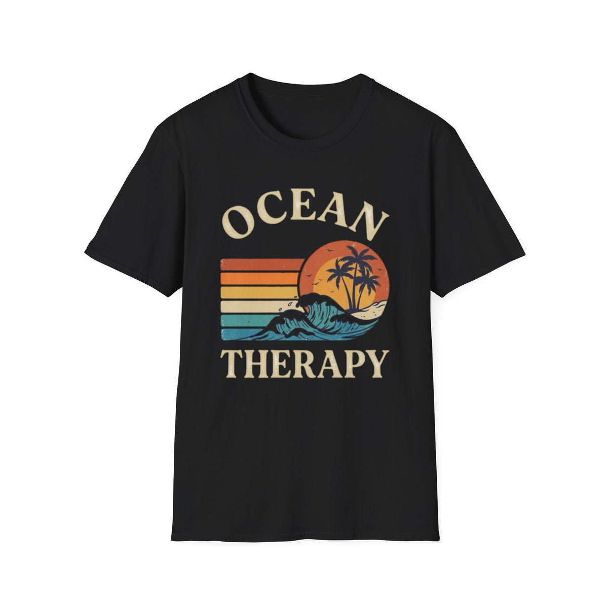 Ocean Therapy Vintage Sunset Palm Tree T-Shirt