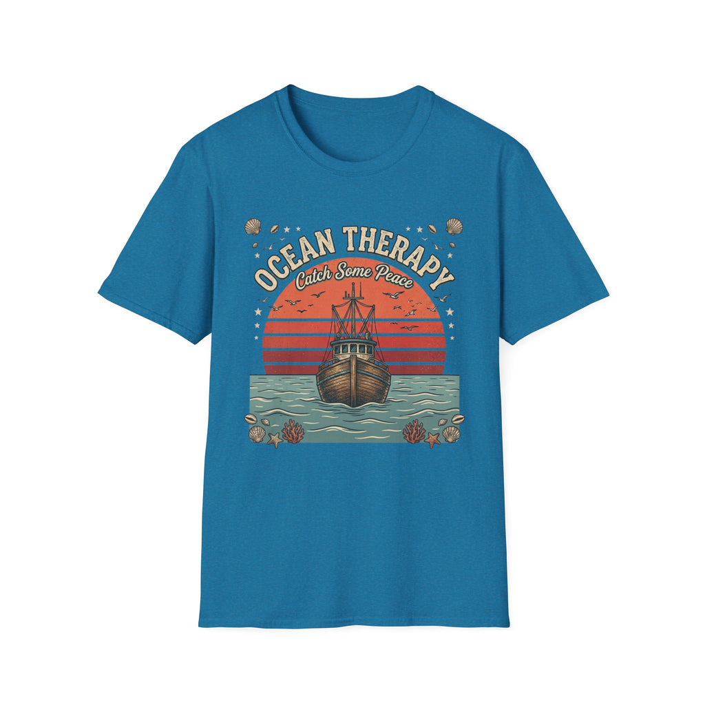 Ocean Therapy T-Shirt — "Catch Some Peace" Vintage Ship Beach Tee