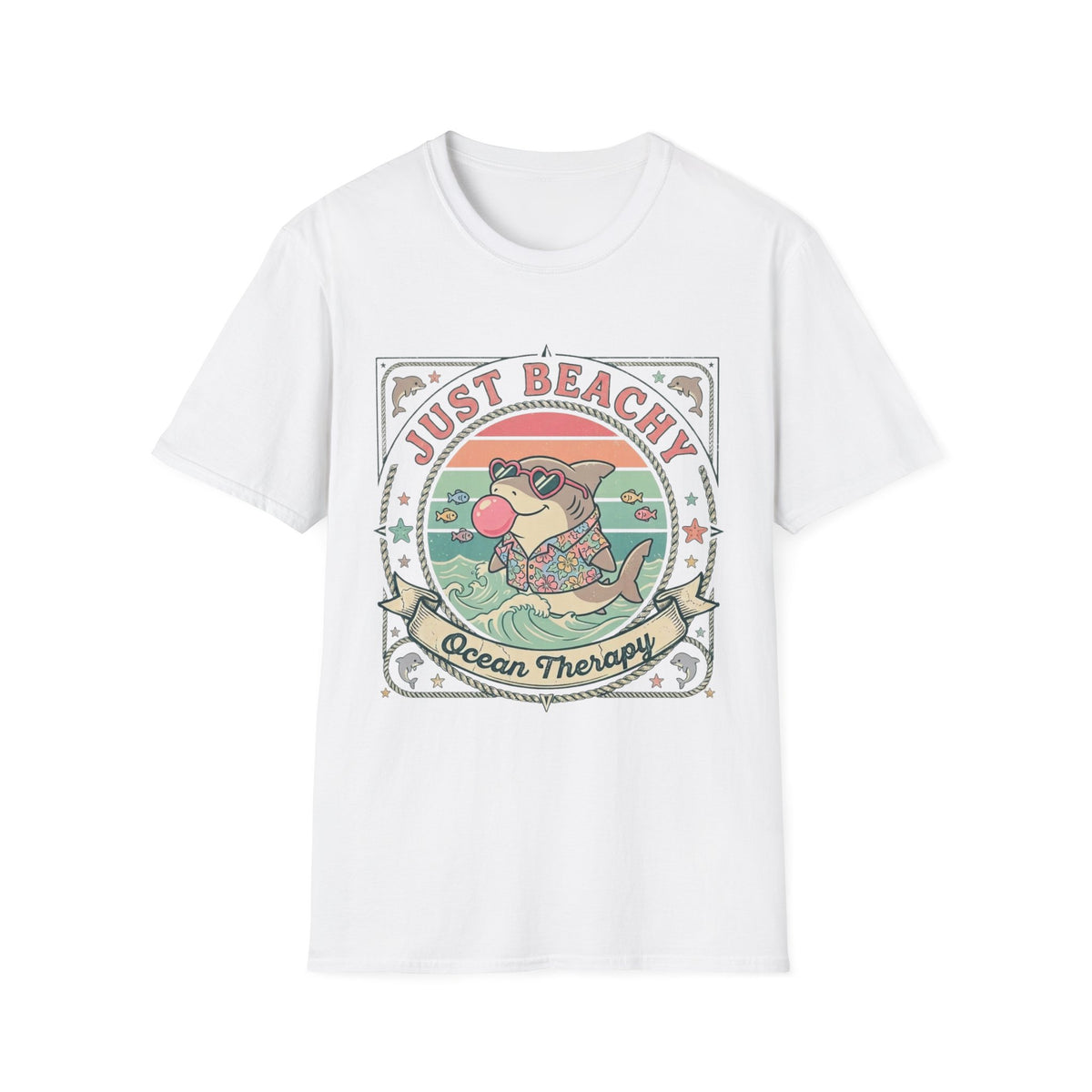 Just Beachy T-Shirt — 'Just Beachy' Vintage Beach Shark Graphic Tee