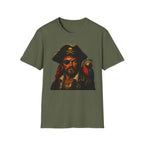 Pirate Captain T-Shirt with Parrot — Vintage Skull & Crossbones Tee