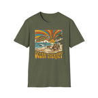 Beach T-Shirt — Retro 'Ocean Therapy' Sunset Surf Graphic