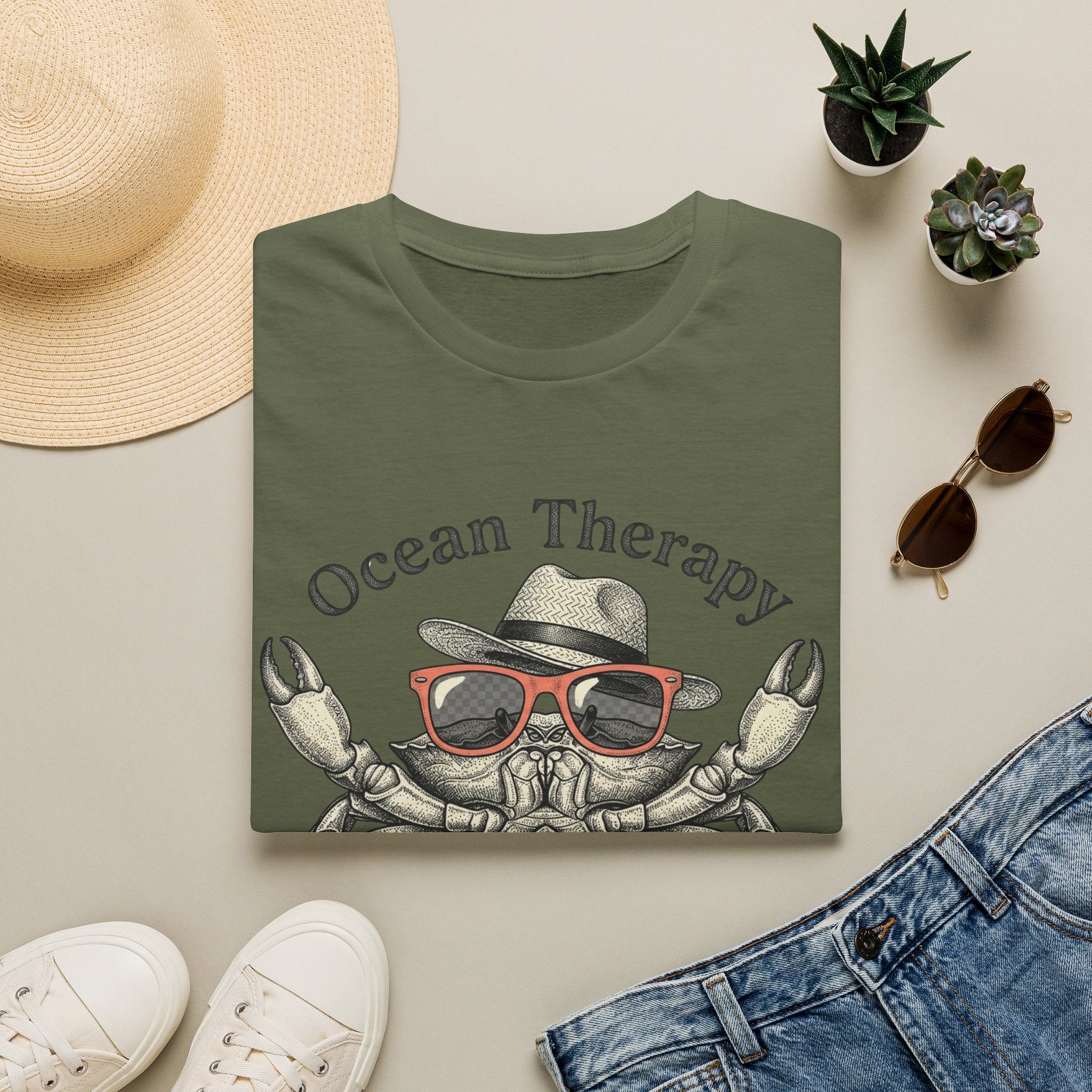 Ocean Therapy Vacation Mode Crab T Shirt