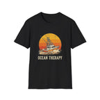 Ocean Therapy Fishing Boat Sunset T-Shirt